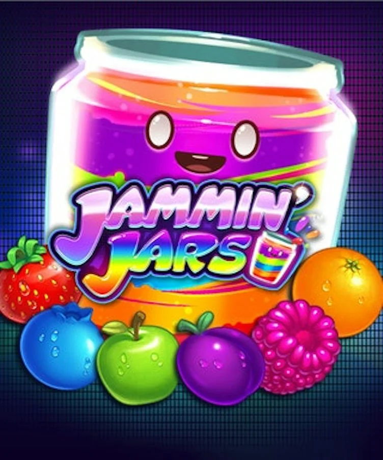 Capa do slot Jammin’ Jars com o símbolo do frasco e frutas