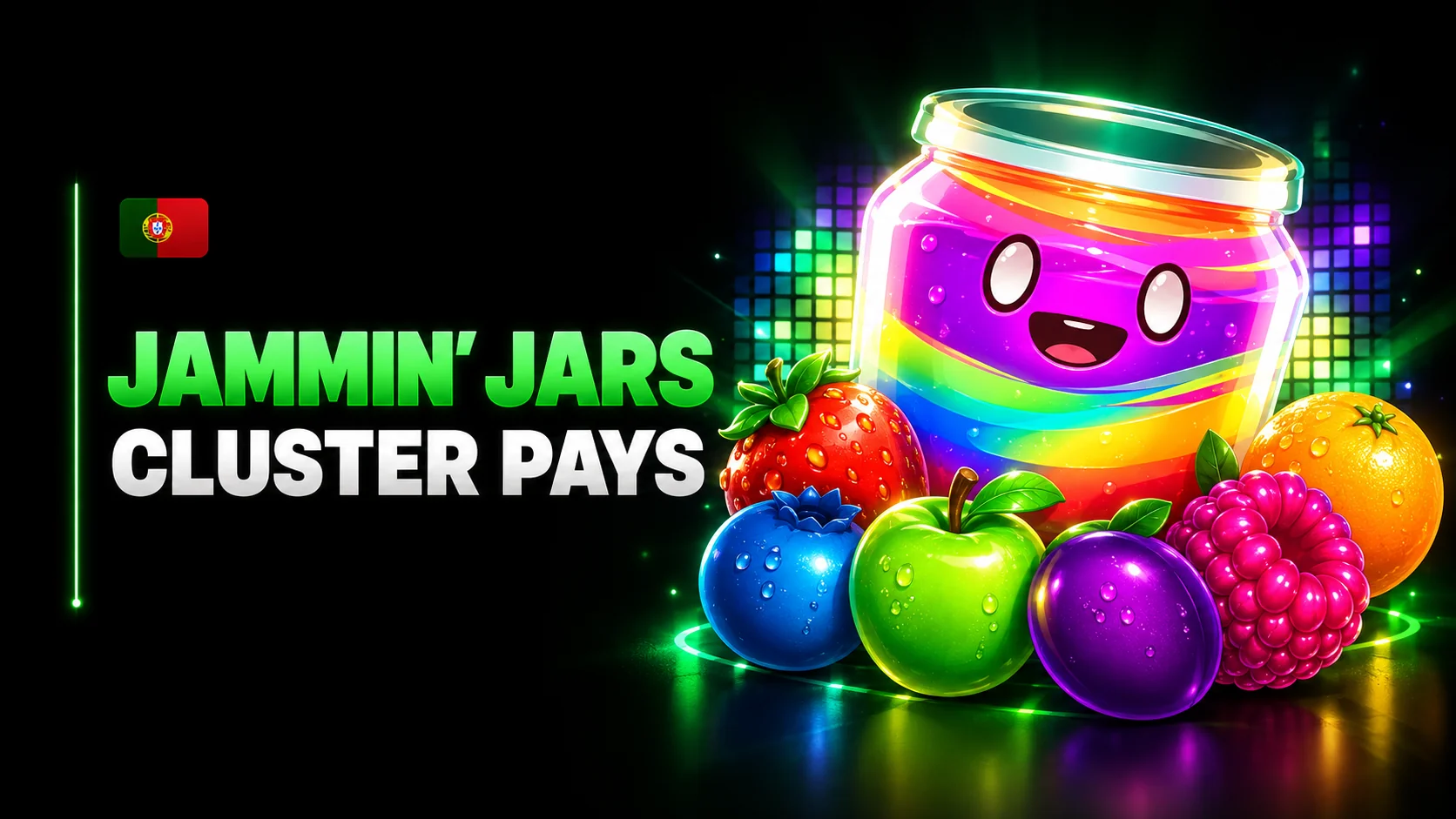 Ilustração editorial de Jammin’ Jars e da mecânica Cluster Pays