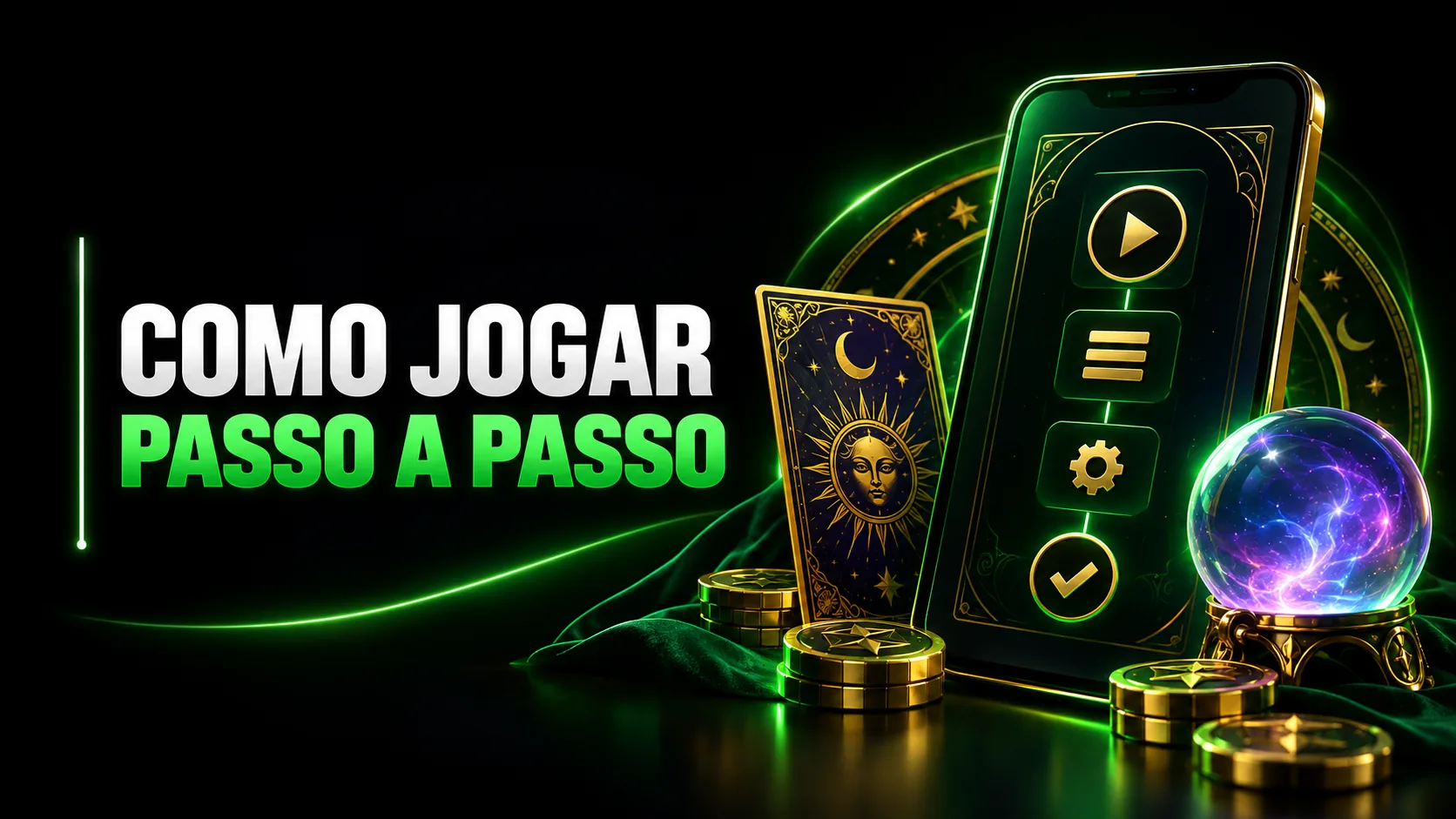 Ilustração dos passos para jogar em dispositivo móvel