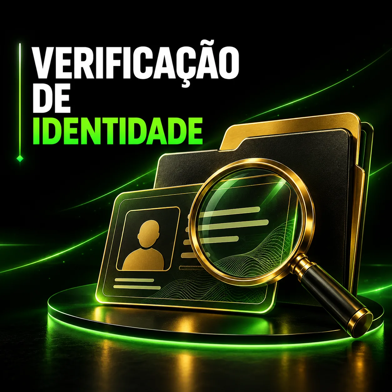 Verificação de identidade: documento, pasta e lupa