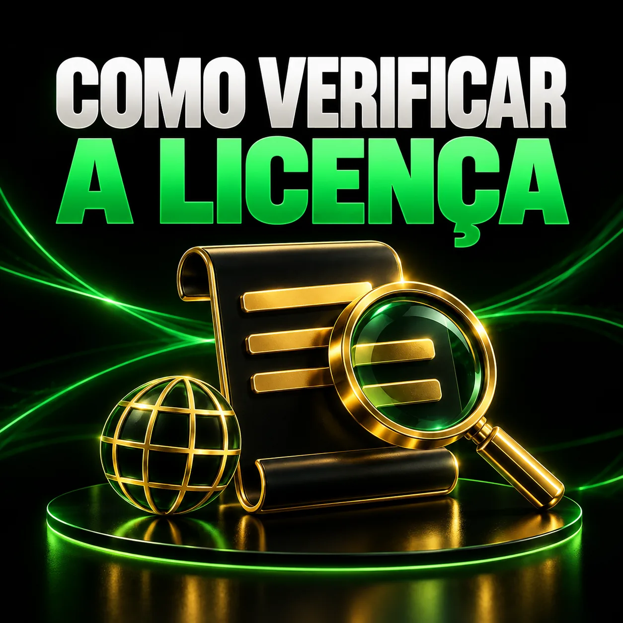 Documento e lupa para ilustrar a verificação da licença de casino.