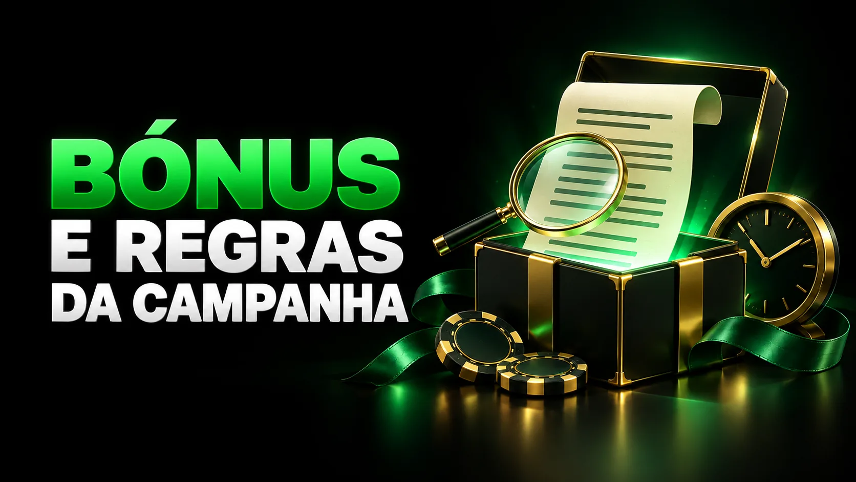 Bónus e regras da campanha, ilustrados por um documento e um relógio