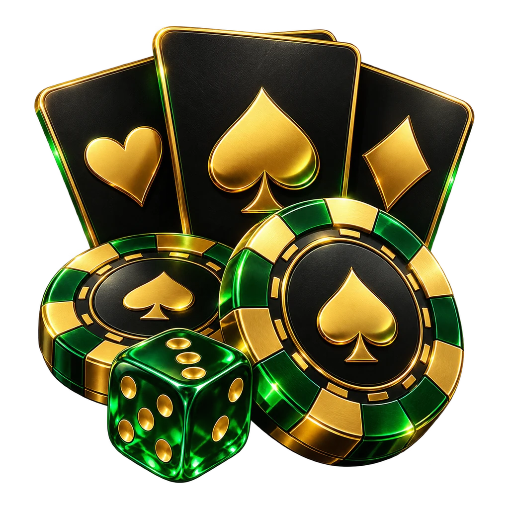 Cartas, fichas e dado para jogos de mesa e vídeo póquer