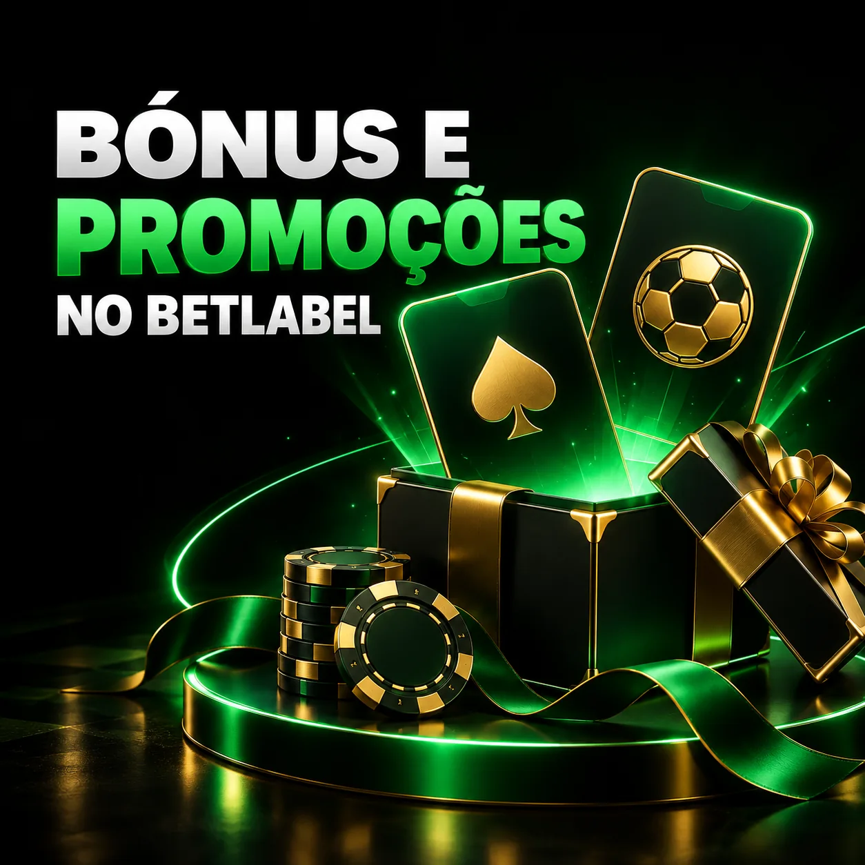 Ilustração dos bónus e promoções do Betlabel com caixa de presente e fichas.