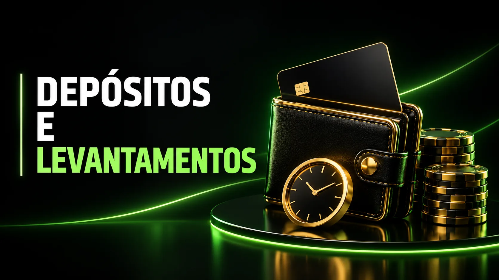 Depósitos e levantamentos: carteira, cartão e relógio